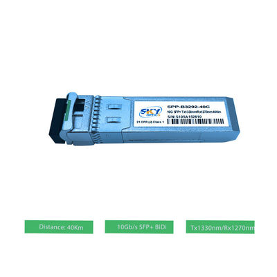 Highly Compatible 10G SFP+ Transceiver 40KM BIDI Fiber Optic Module Tx1330nm Rx1270nm